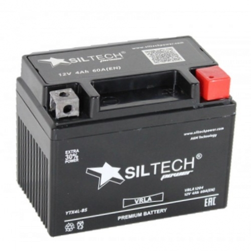 Аккумулятор SILTECH VRLA 1204 YTX4L-BS 12V4 0(R+)