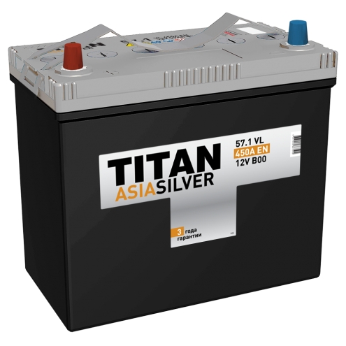 Аккумулятор TITAN  Asia Silver 57 1(L+)