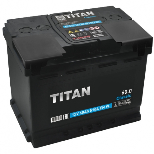 Аккумулятор TITAN  Classic 60 0(R+)