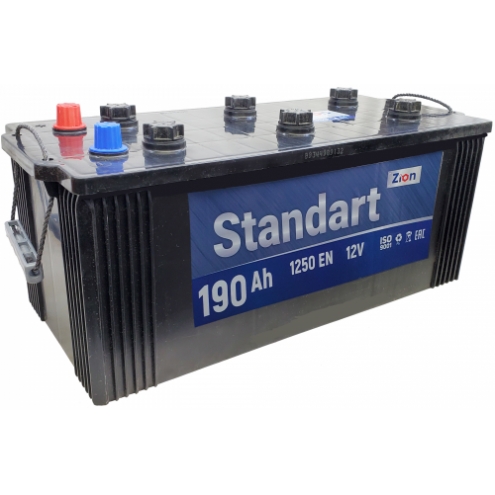 Аккумулятор ZION STANDART  6 СТ конус плоская 190 4(-+)
