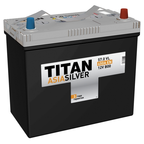 Аккумулятор TITAN  Asia Silver 57 0(R+)