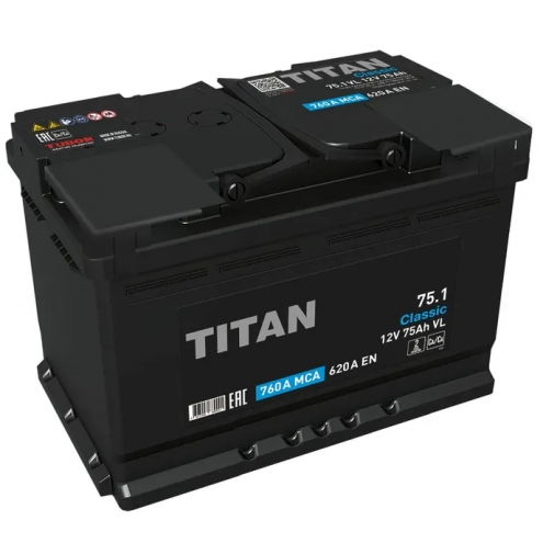 Аккумулятор TITAN  Classic 75 1(L+)